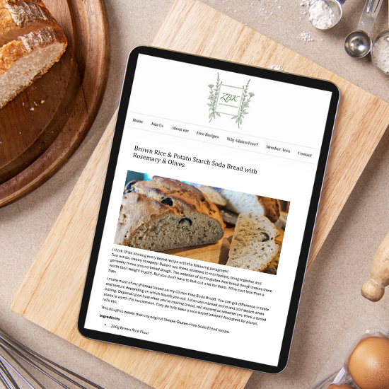 Gluten-free Brown Rice & Potato Starch Soda Bread with Rosemary & Olives